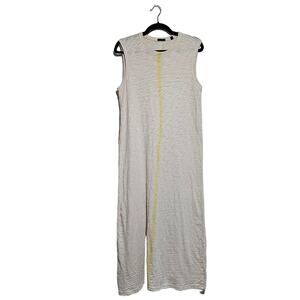 ATM Beige Spray Painted Melillo Slub Jersey Sleeveless Maxi Dress Women Large